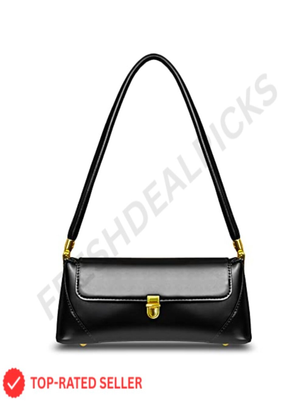 Vintage Flat Bottom Shoulder Bag Faux Leather Clutch Purse Women